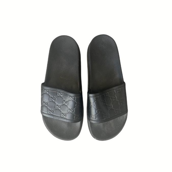 Gucci  Mens Black  GG-Embossed Grid Slide Sandal US Size 8